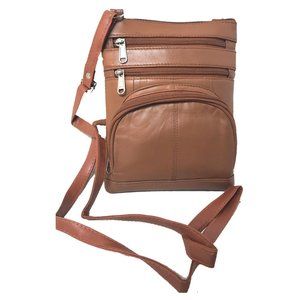 Genuine Lambskin Leather Women's Slim Cross Body Bag Tan#7078